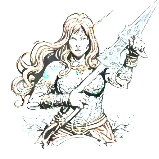 Red Sonja In Bikini Armor Holding A Sword