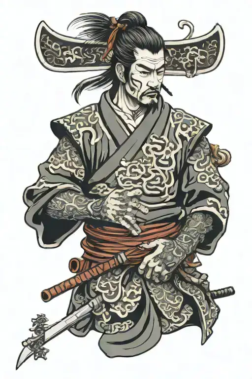 Samurai With Mask Looking