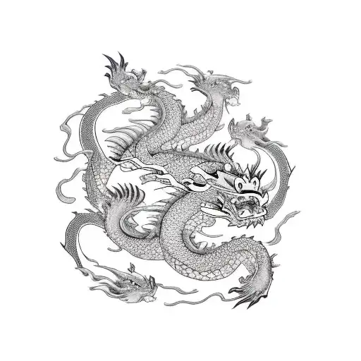 Dragon With Koi Fish