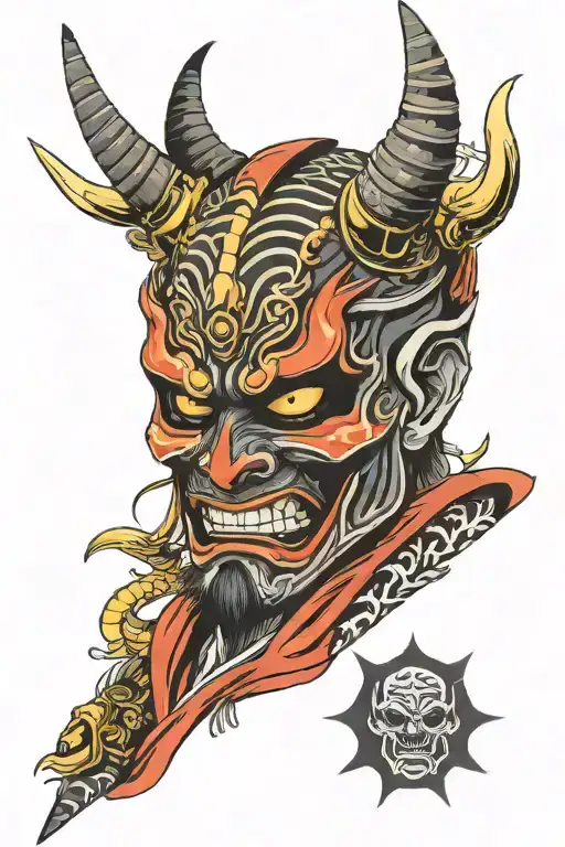 Oni Samurai Mask Split In Half