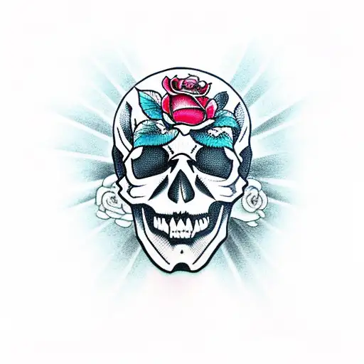 Skull With Rose In Eye Socket