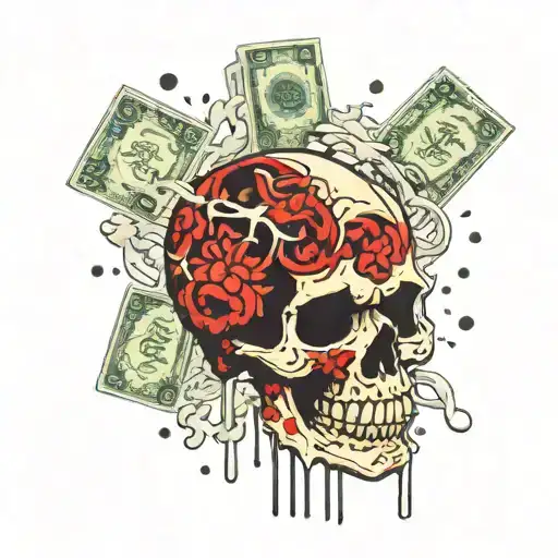 Skull And Money Raining
