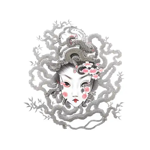 Cherry Blossoms With Medusa