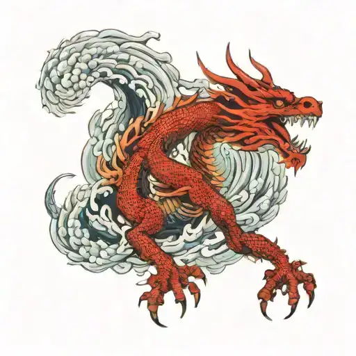 A Red Dragon Breathing Fire