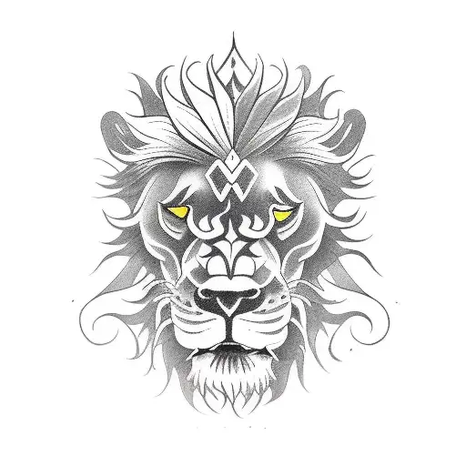 A Damage Head Of Old Lion