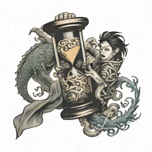 Hourglass With Hand Holding Top And Straining