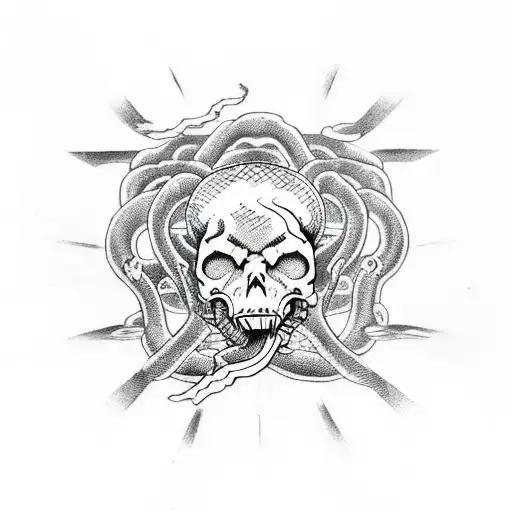 Snake Coming Out Of A Skulls Eye