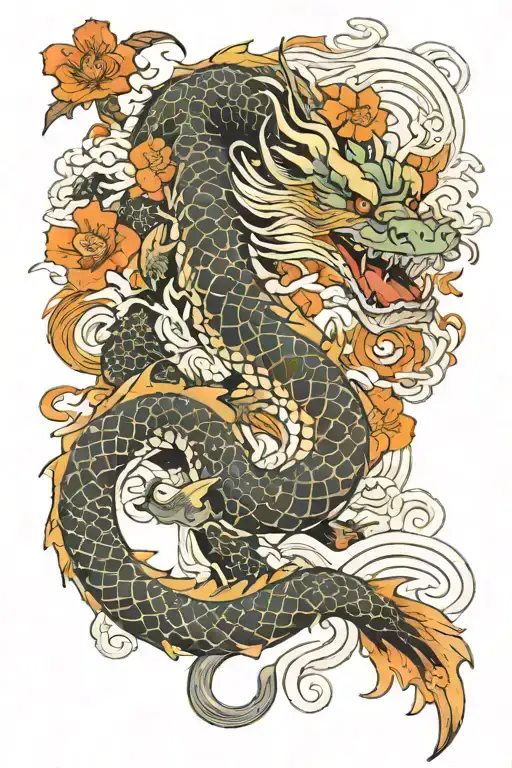 Dragon And Koi Fish
