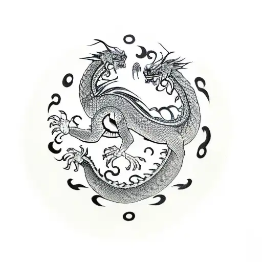 Dragon Protecting Something In The Middle Of A Circle