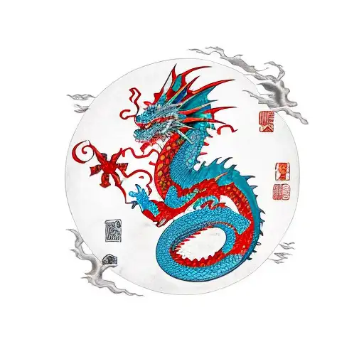 Dragon Protecting Something In The Middle Of A Circle