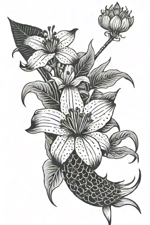 Black Scales And Hand Holding Red Spider Lily Flower