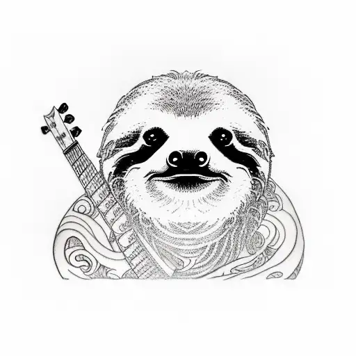 Sloth With Bass Guitar