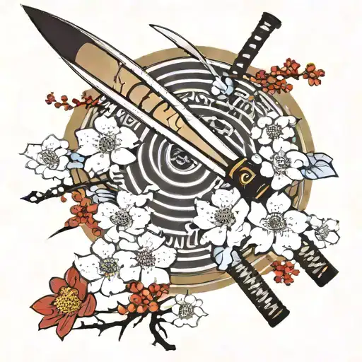 Katana And Higanbana Flowers