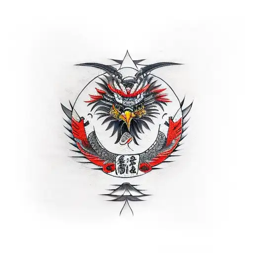 Albanian Eagle And Japanese Dragon