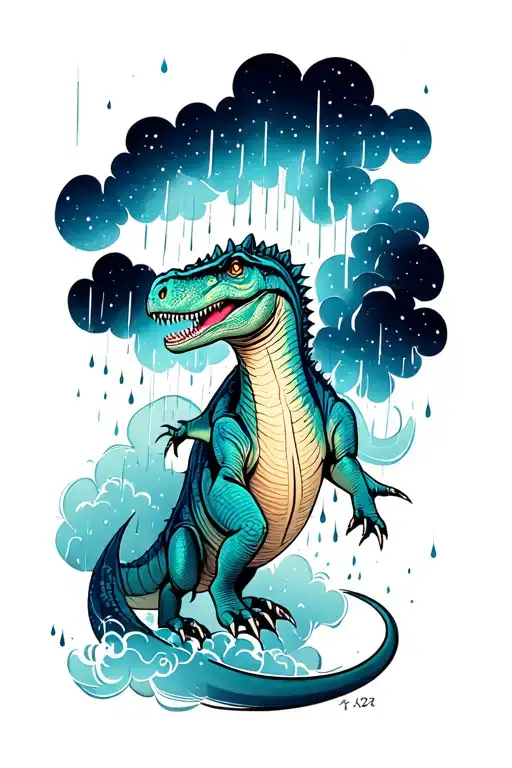 Dinosaur Space Rain Clouds