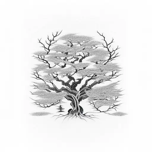 A Tree With Its Roots Coiling Down Around A Spine