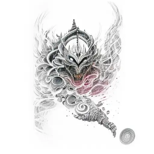 An Abstract Representation Of Artorias' Corrupted Arm With Swirling Darkness