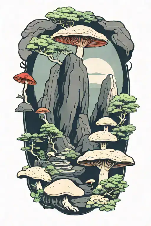 Rock Garden With Local Mushroom