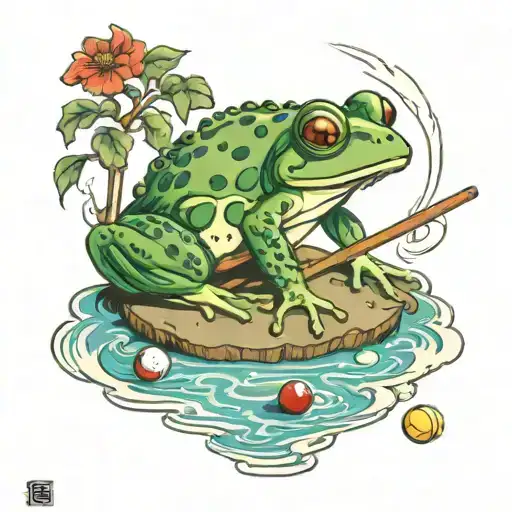 Frog Playing Pool
