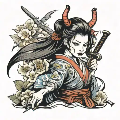 Girl Demon Samurai With Sword