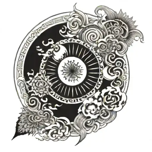 7 Chakara Points With Moon Earth And Sun