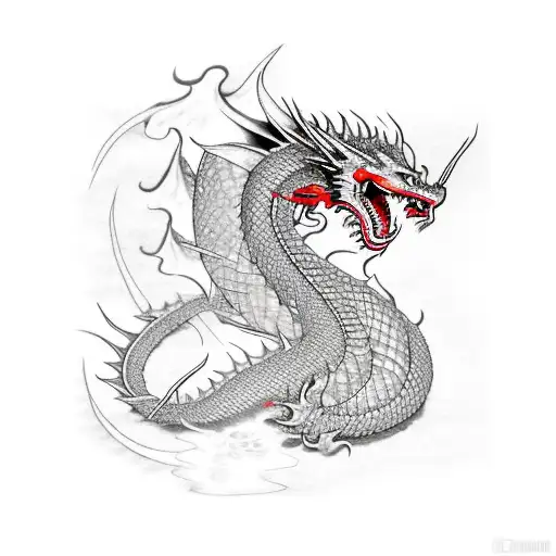 Red Dragon With Flames