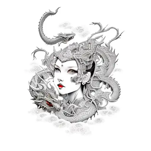 One Girl With Dragon And Lolipop