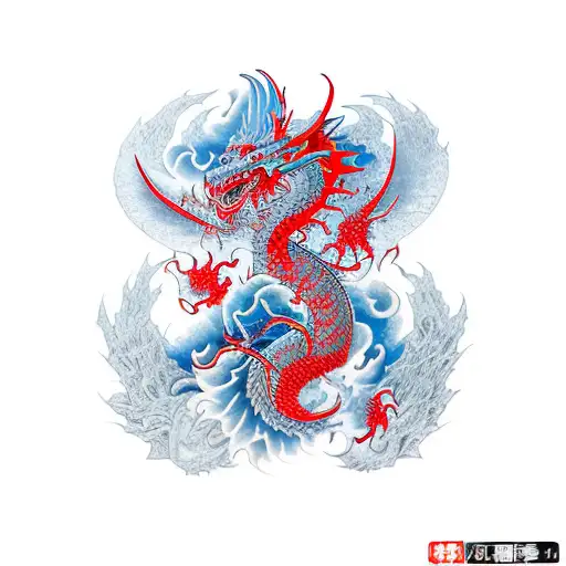 Red And Blue Dragon Half Sleeve