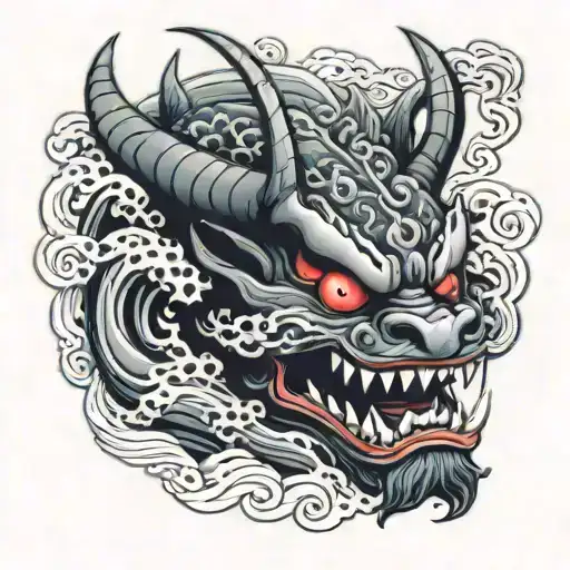 Dragon Onimask Waves Japanese Demon Mask