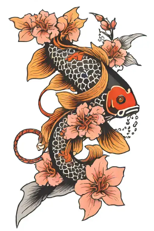 Portraits Cherry Blossom Koi Fish Sand Watch Latin Proverb