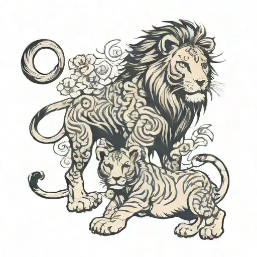 Lion And Lion Cub