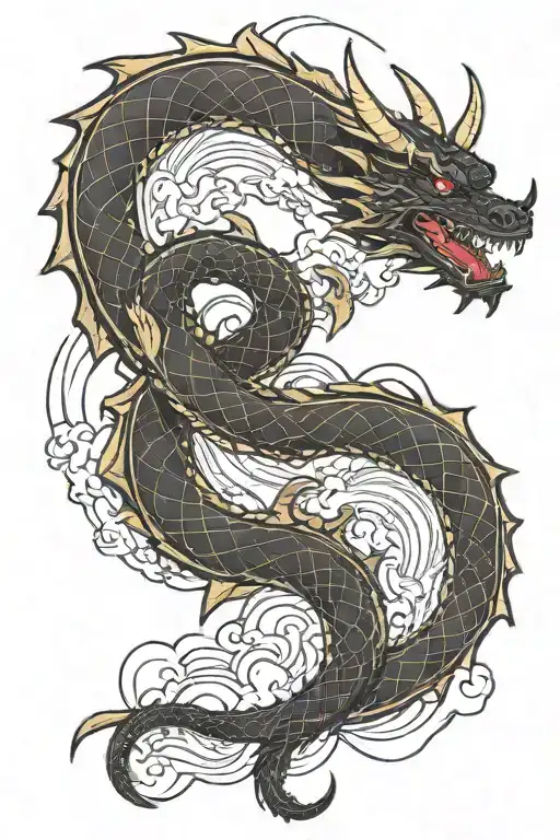 Black Dragon Wrapped Around Karambit Knife With Clouds And Lightning