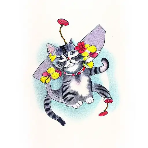 Cat Jumping From Cherry Tree