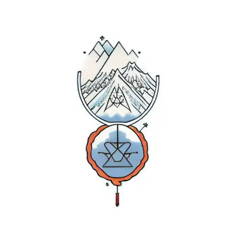 A Mountain And A Triangle With Cherry Blossom