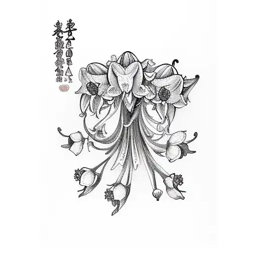 Daffodil And Lily Of The Valley In Black