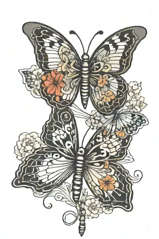 Safety Pins Holding Two Halves Of A Butterfly And Underneath A Semicolon Butterfly