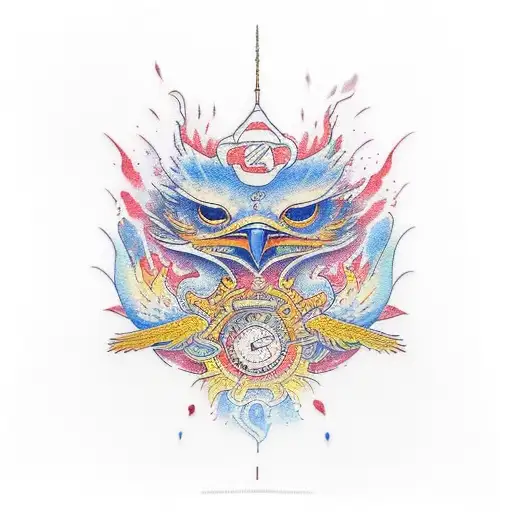 Fire Ppheonix Bird Water Colour