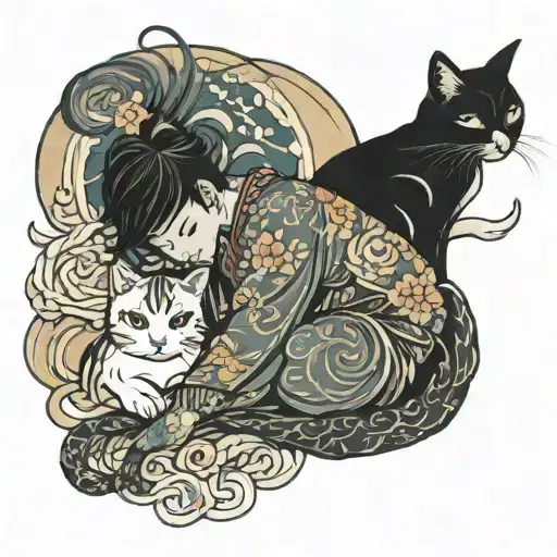 Angle And Cat Sitting