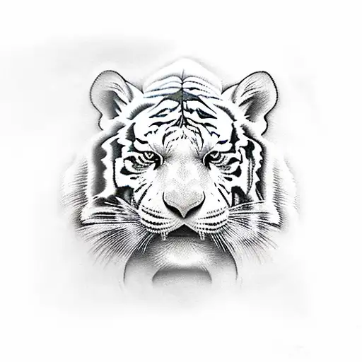 White Tiger Walking Through Bamboo