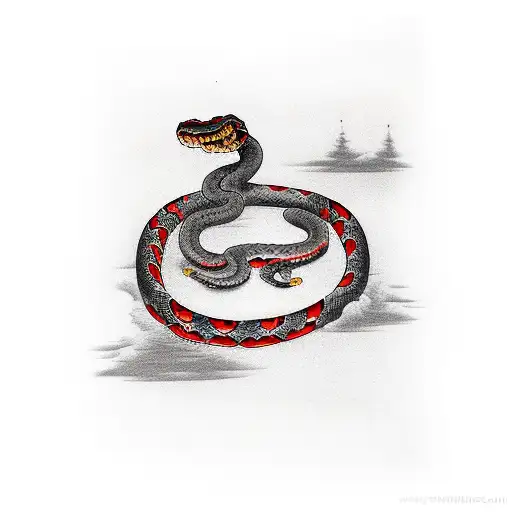 Fu-dog And Snake With Red Details Sleev