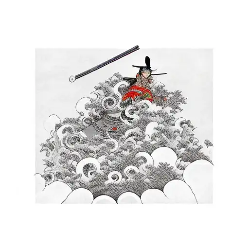 Samurai On A Hill With Blood Moon