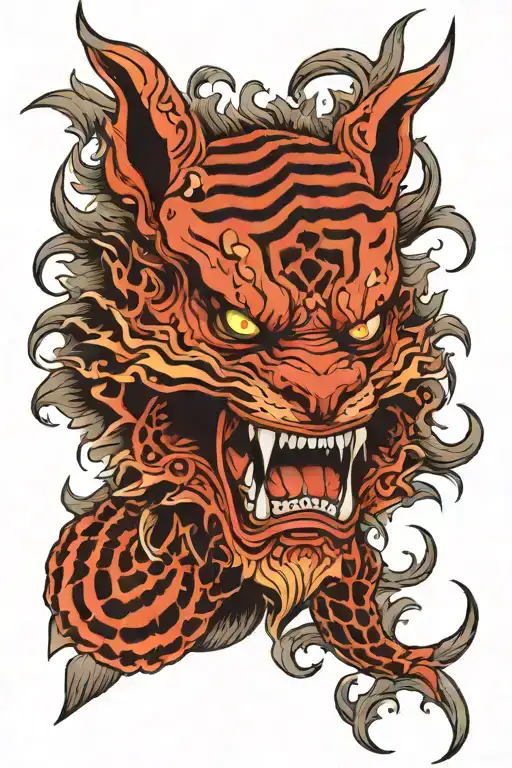 Wolf Tiger Eagle Oni Mask Cut Demon