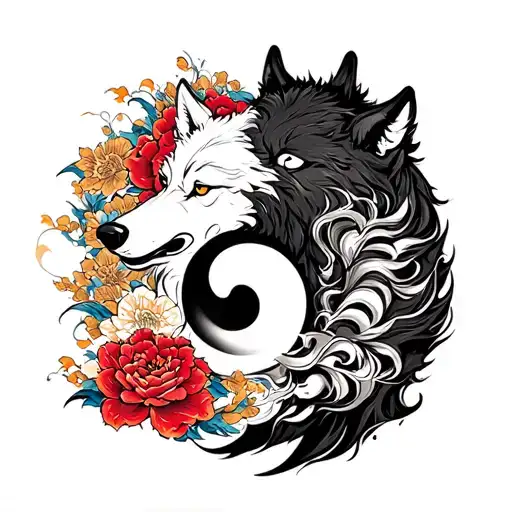 Wolf Tattoos With Yin Yan