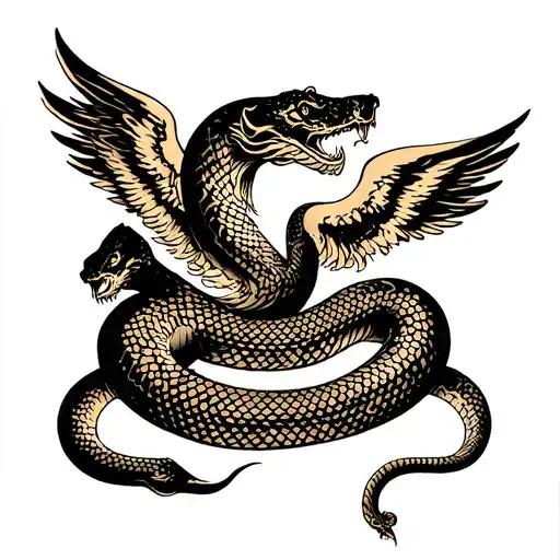 Snake And Angel With Wings