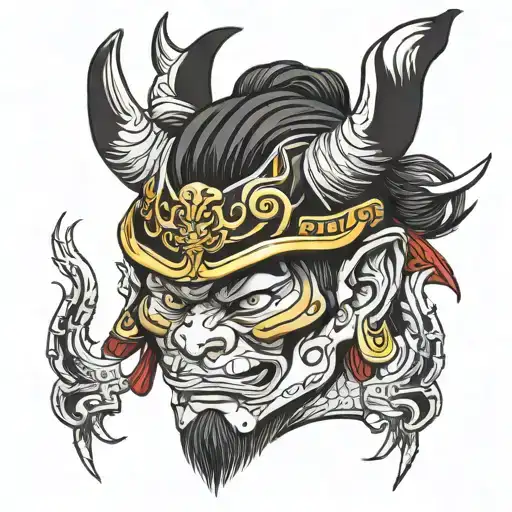 Samurai Head With Horns