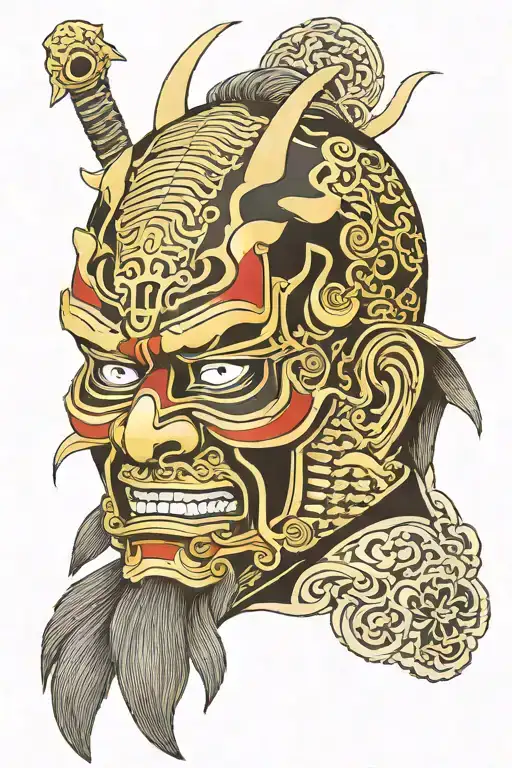 Japanese Samurai Mask Tattoo
