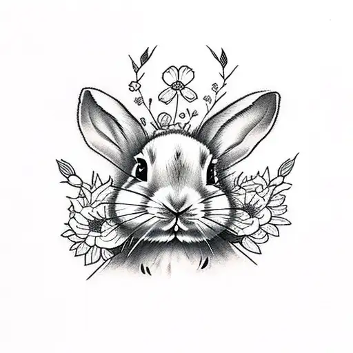 Baby Bunny With Flowers