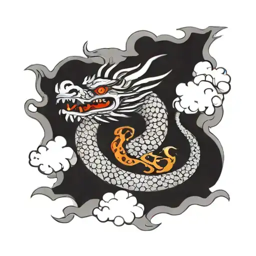 Dragon With Clouds Surrounding
