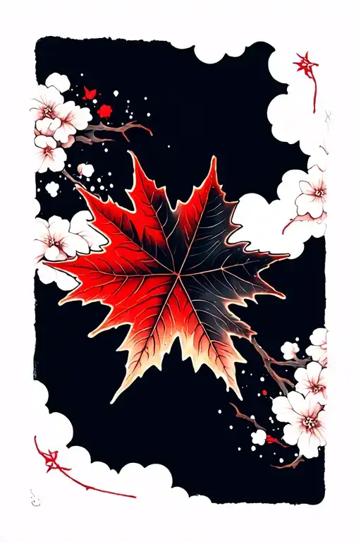 Red Small Maple Leaf With Gradient
