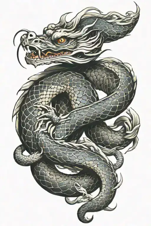 Japanese Snake And Dragon Wrapped